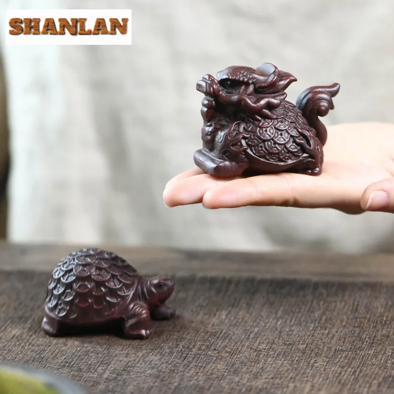 Yixing Zisha Wealth-attracting Money Turtle Tea Pet Japanese Tea Spirit Tea Figurine Play Toys Tea Statue Ornaments Decoration