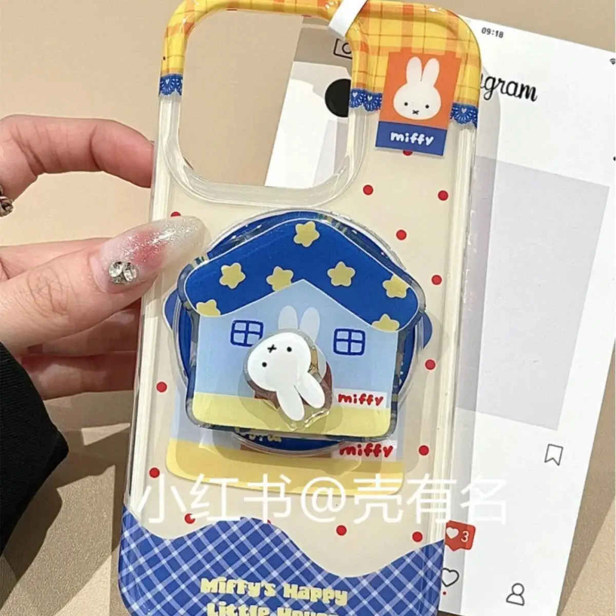 Miffy Kawaii Cartoon Mobile Phone Case Cute Rabbit Anime Magnetic Holder Phone Case Suitable for Iphone16Promaxiphone151314
