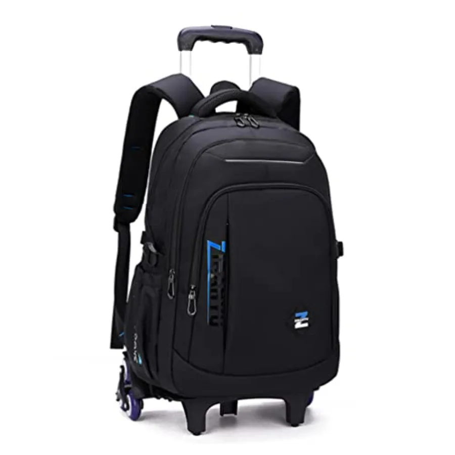 

Solid Color Trolley Backpack Schoolbag for Middle School Students Elementary Rolling Bag Daypack for Teen Boys