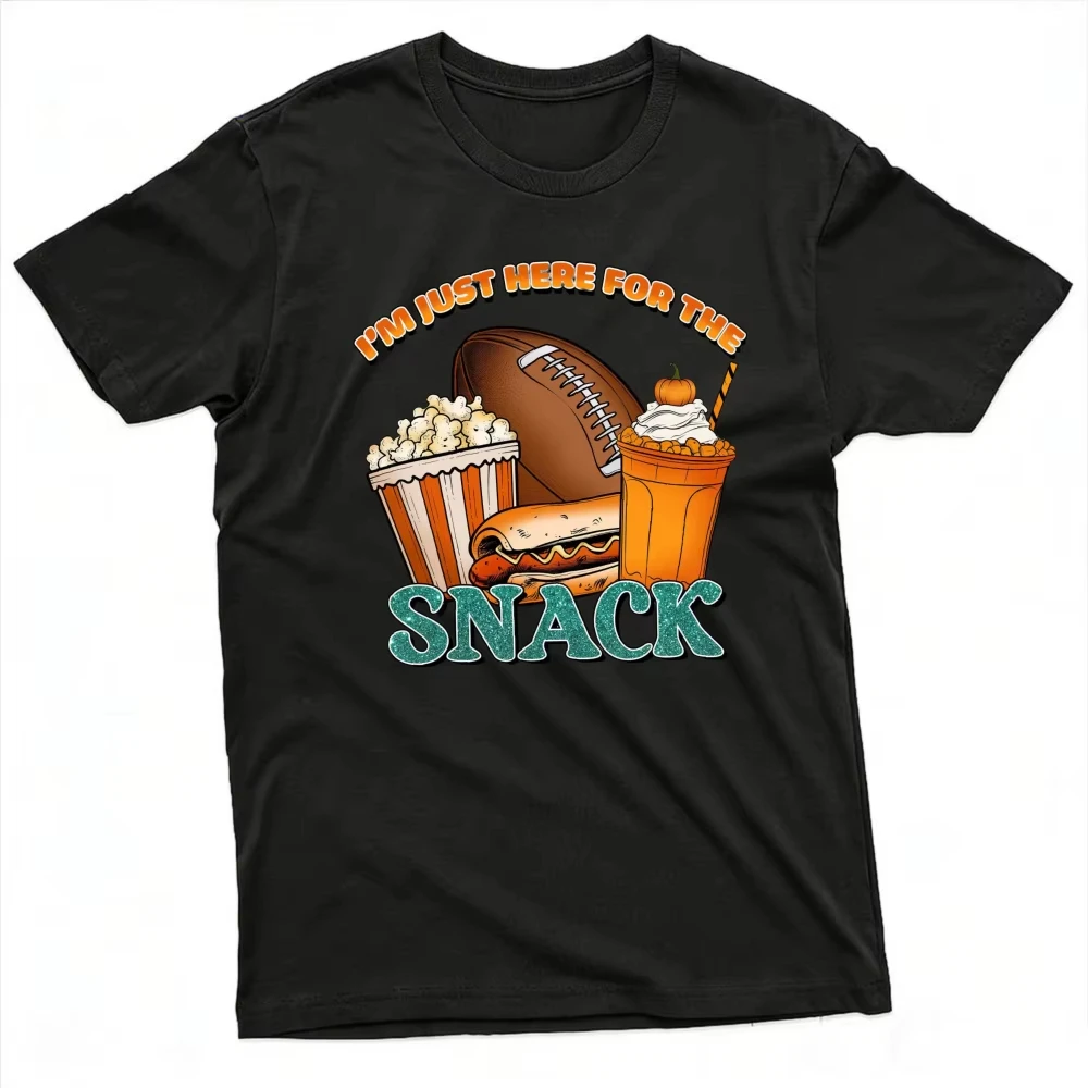 Just Here for The Snack Funny Food Football Men T Shirt Humor Graphic Tee Summer Casual Breathable T Shirt Tops