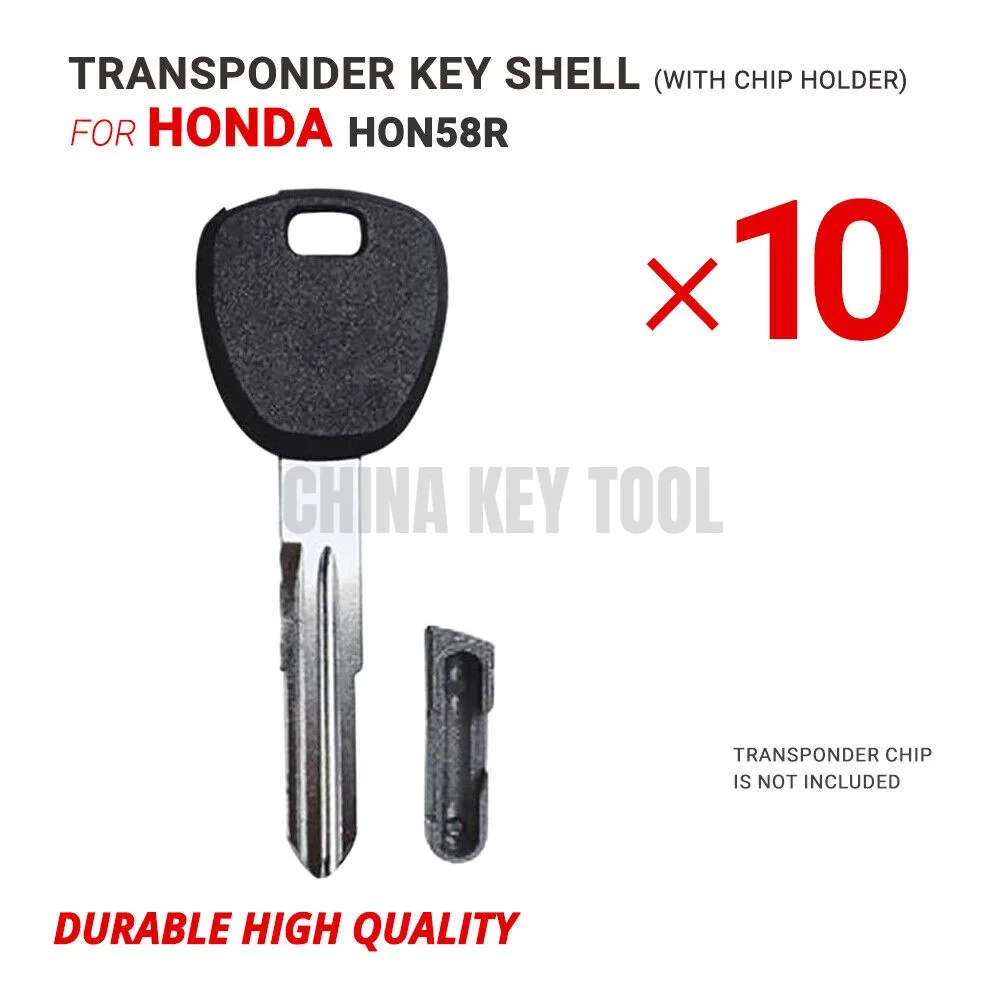 10X Transponder Key Shell Case for Honda With Blade HON58R With Chip Holder