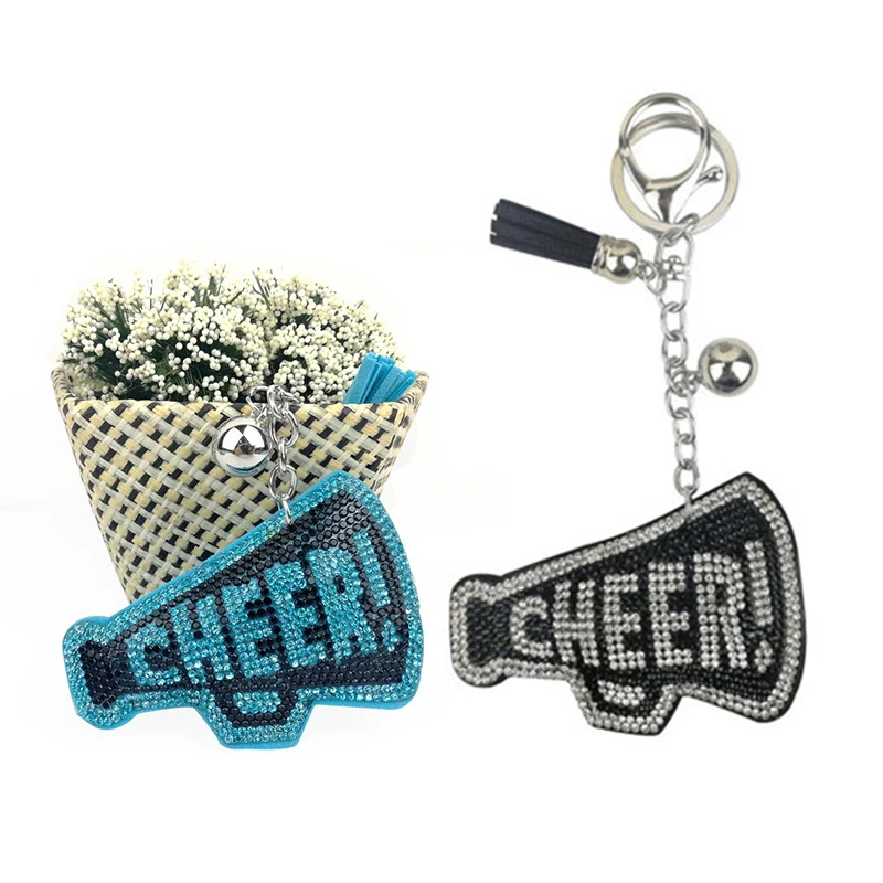 Rhinestone Letter CHEER Key Chains Leather Tassel Crystal Keychain Keyring Charm Women Bag Car Pendant Key Holder Accessory Gift