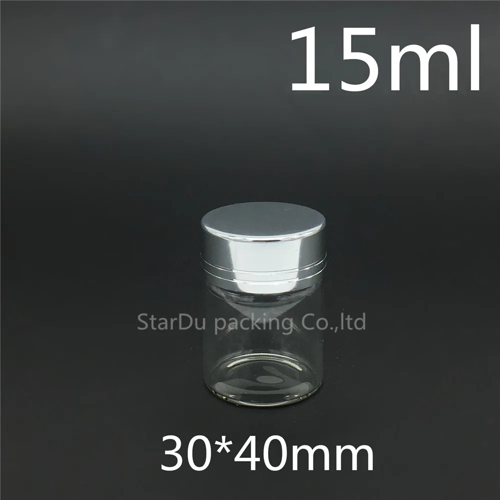 15pcs 30*40mm 15ml Screw Neck Glass Bottle With Aluminum Cover For Vinegar Or alcohol,carft/storage Candy Bottle