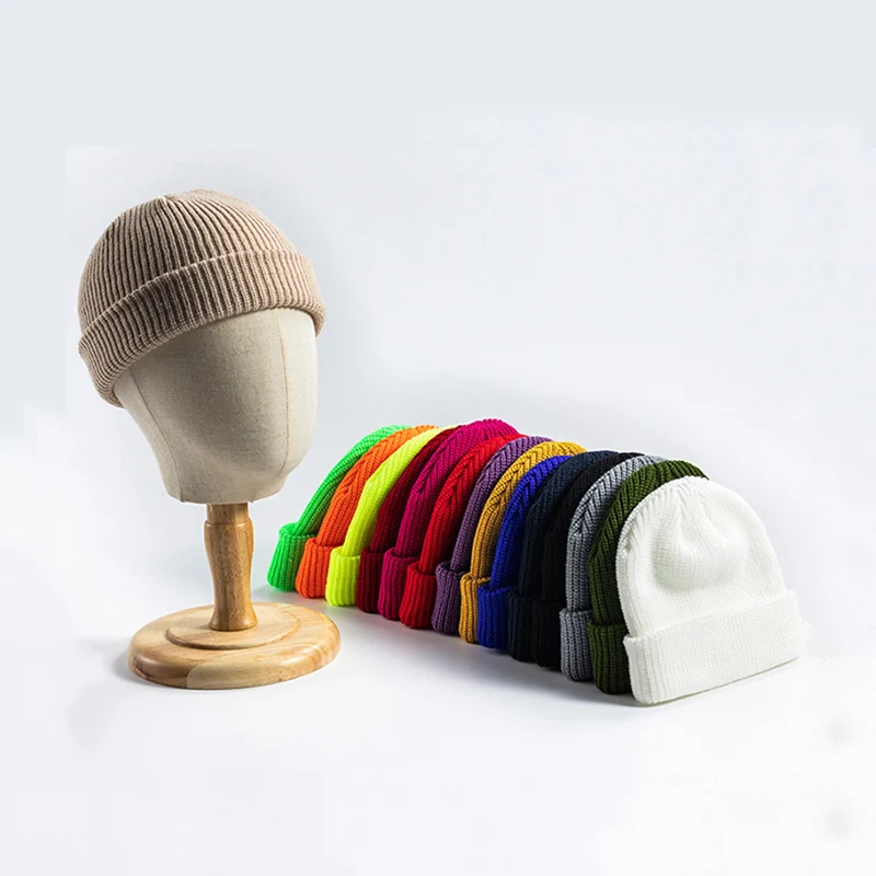 Fashion Hip Hop Beanie Knitted Hat Men Skullcap Women Winter Warm Brimless Baggy Melon Cap Cuff Docker Fisherman Beanies Hats