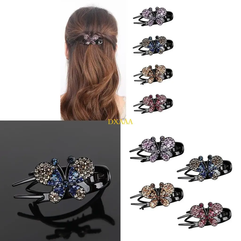 

DXAA 4PCS Rhinestones Butterfly Hair Clip Hair Styling Accessories for Updos Bun Hair