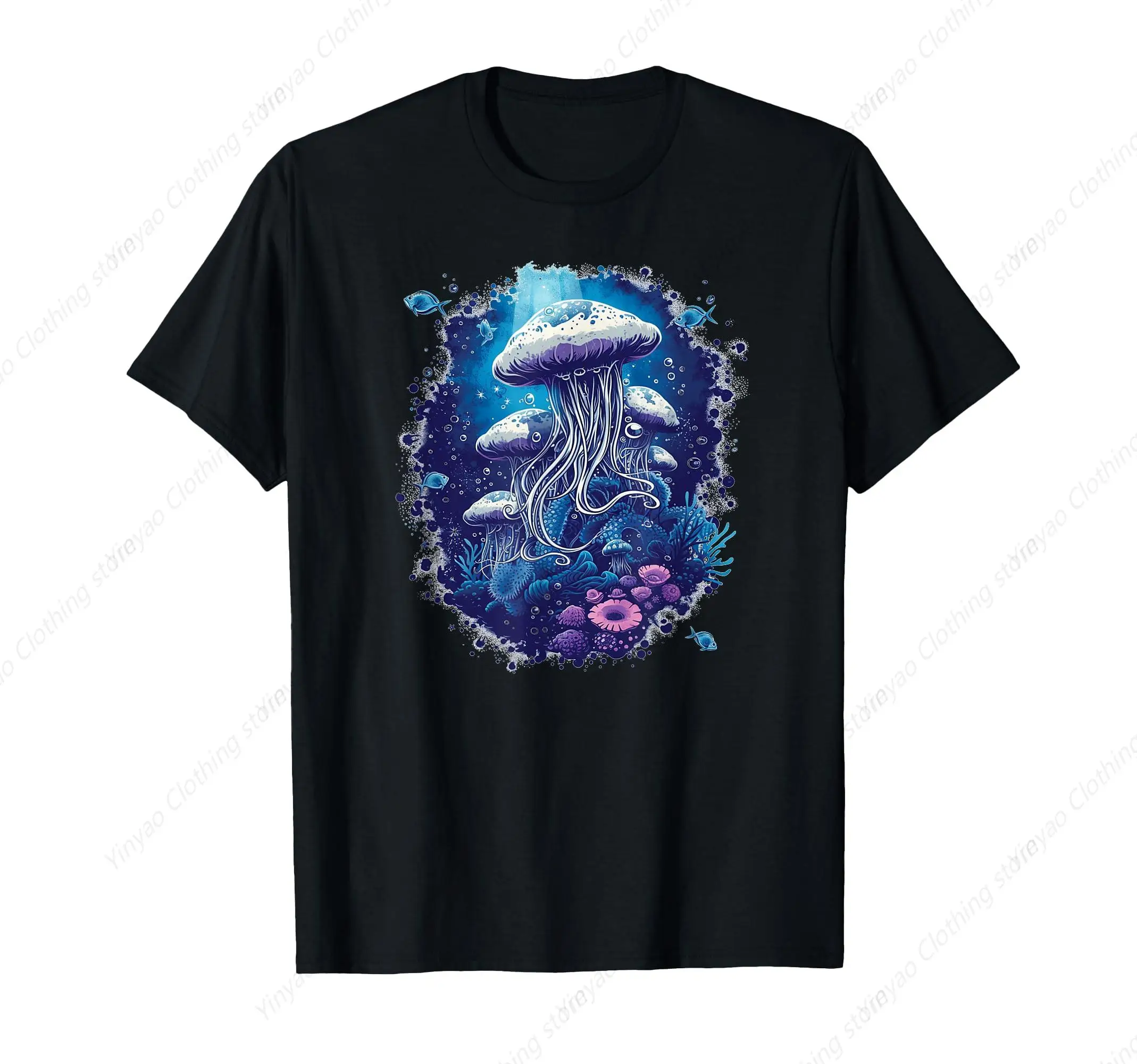 

Beautiful Ocean Jellyfish Printed T-shirt Cool Fashion Art Men's Shirt Pure Cotton Gift Clothes