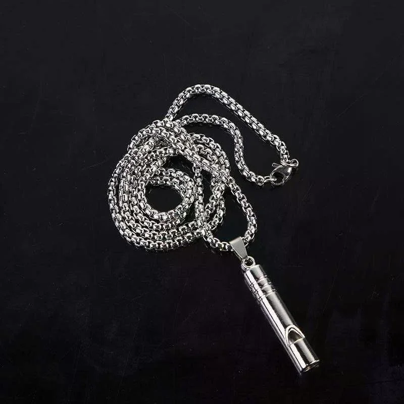 Whistle Necklace Pendant Emergency Survival Whistle Outdoor Hiking Camping Necklaces Stainless Steel Punk Whistle