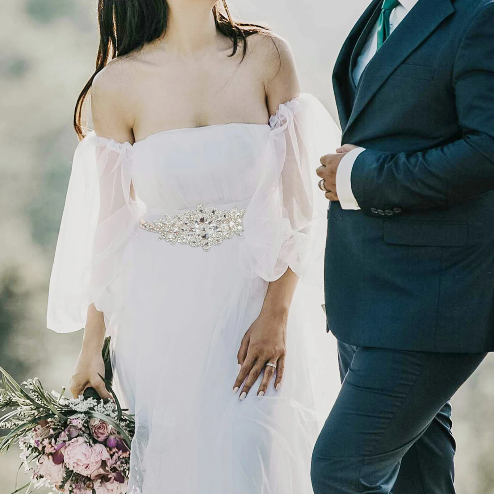 

Adjustable Rhinestone Crystal Belt for Wedding Dress Bridal Evening Gown Sash Women Party Formal Wear Decorative Waistband Bling