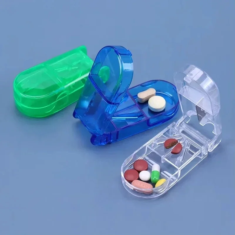 1/2/3Pcs Pill Cutter Box Portable Drug Box Tablet Cutter Splitter Medicine Pill Holder Pill Cutter Box