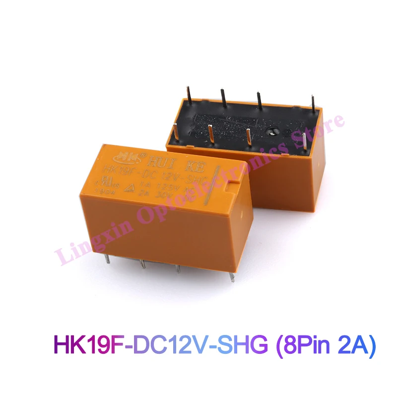 5PCS Coil DPDT 8 Pin 2NO 2NC Mini Power Relays PCB Type HUI KE HK19F HK19F-DC5V-SHG HK19F-DC12V-SHG HK19F-DC24V-SHG Relay 5V 12V