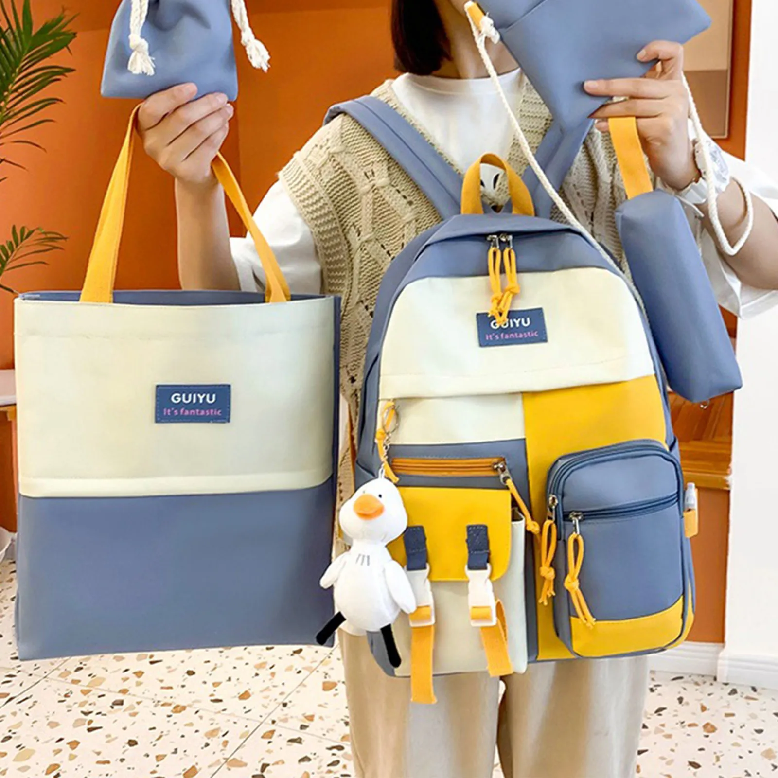 

Schoolbag Elementary School Students Bag Set Ins Style Junior High School High School Cute Large Capacity Backpack