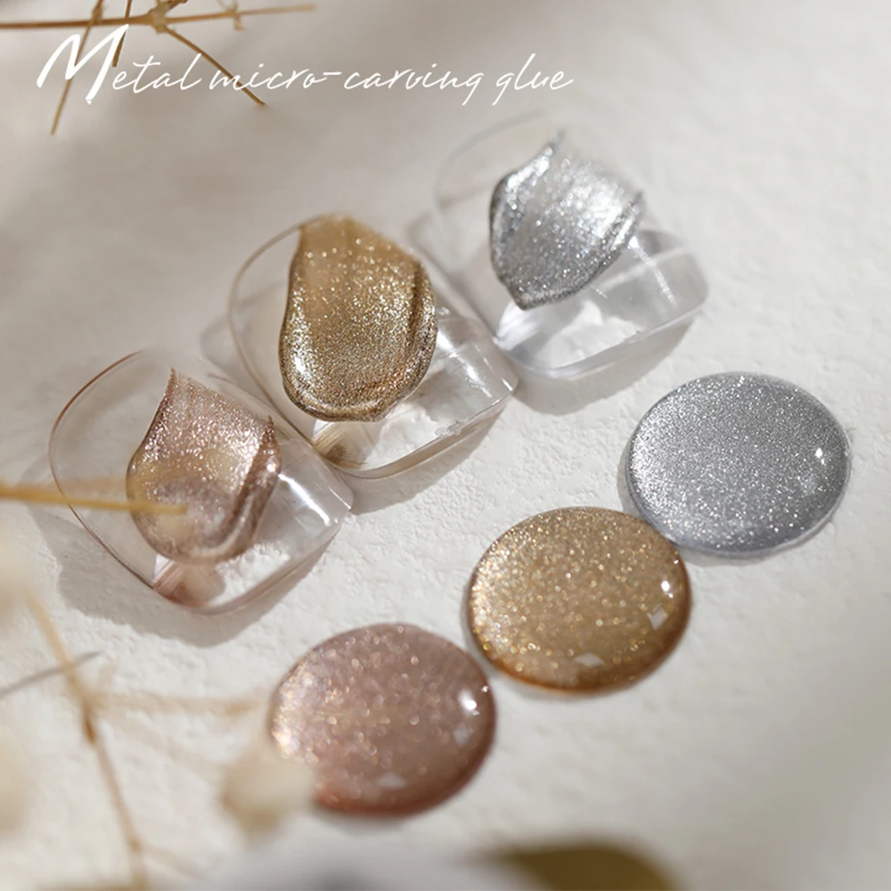 8g Metallic Carving Gel 3D Embossed Nail Art Painting Gel Silver Gold Rose Gold UV LED Curing Liner Gel for Salon DIY view 2