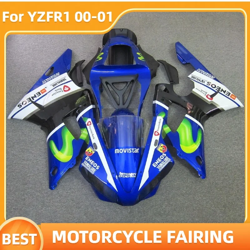 Full Fairing kit For Yamaha YZFR1 2000 2001 Movistar YZF R1 00 01 Blue Black Sportbike Rebuild Change Bodys