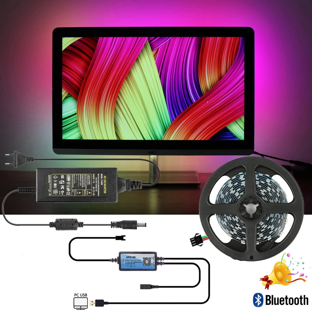 

DIY Ambient PC Dream Screen USB LED Strip HDTV Computer Backlight Addressable WS2812B Bluetooth-compatible SP616E Music