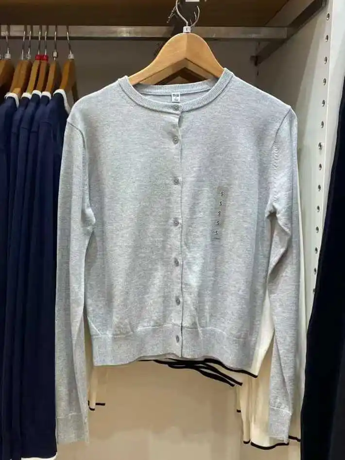 

Spring Women's Modal Cotton Blend Knitted round Neck Color Open Cardigan Sweater Air Conditioning Shirt Thin Outerwear