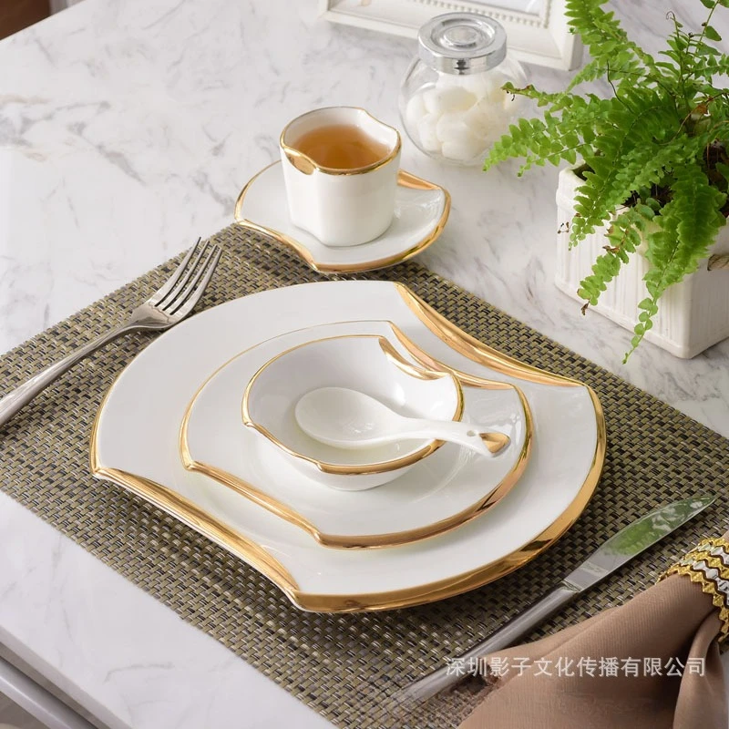

New Style Western Tableware Set European Style Home Show Flat Steak Plates Dinner Plates Cup Saucer Elegant Dining Set