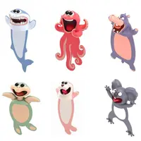 Marcapáginas de animales de dibujos animados en 3D, marcador divertido de PVC, sello estéreo de pulpo, papelería creativa para regalo de niños, 1 unidad