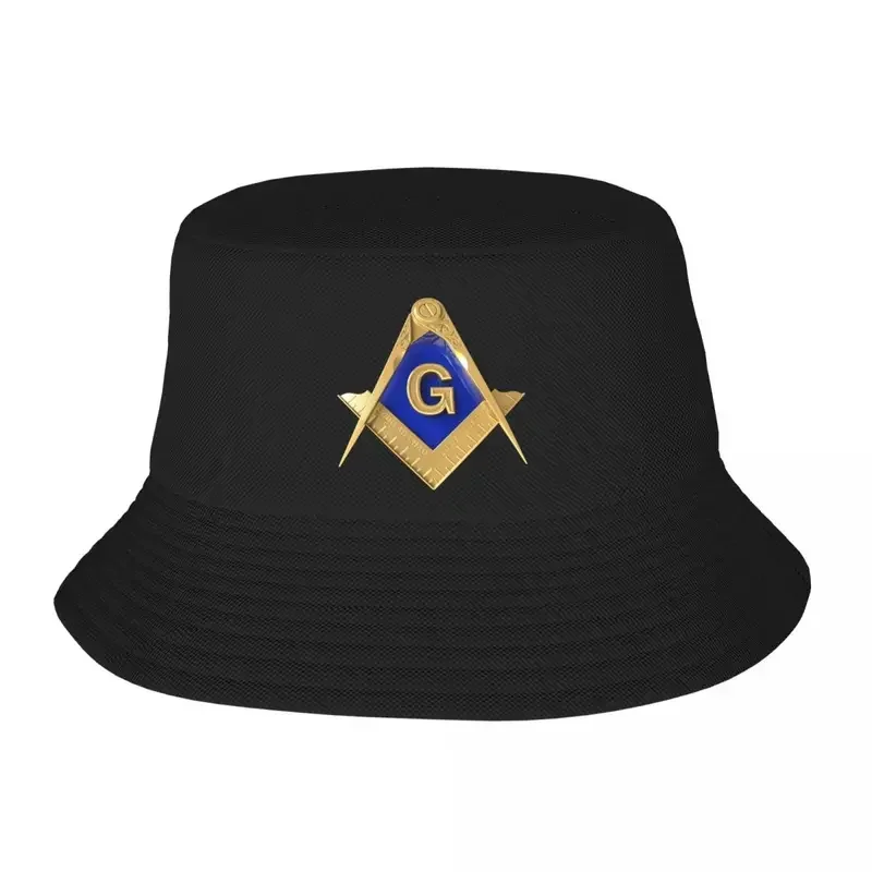 Freemason Topi Bucket อิฐสี่เหลี่ยมสีทองสำหรับผู้หญิงผู้ชายแสงแดดกลางแจ้งหมวกแก๊ปใส่ตกปลาตั้งแคมป์ในฤดูร้อน