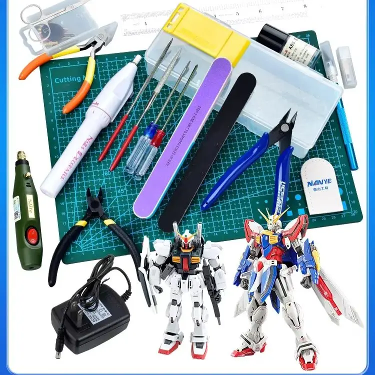 Gundan Model Tool for Modeling Kit Scissors Pen Knife Tweezers Plier Polishing Mini Grinder Military Model Tool for Model Making
