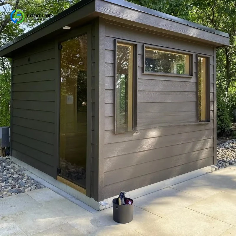 Customized Compact Outdoor Sauna Elegant Brown Finish Durable Building Private Health Reserve
