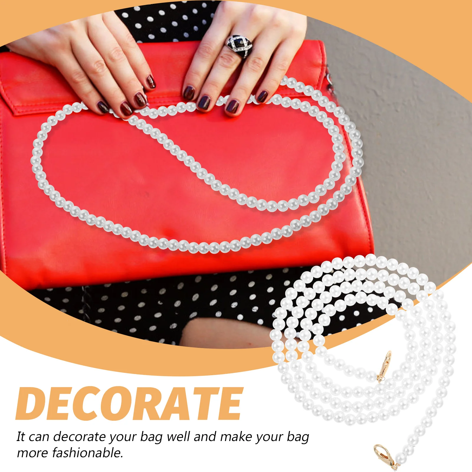 

Detachable Handbag Pearl Diy Purse Strap Replacement Shoulder Bag Making Supply Women Silver Chain Strap For Clutch Messenger