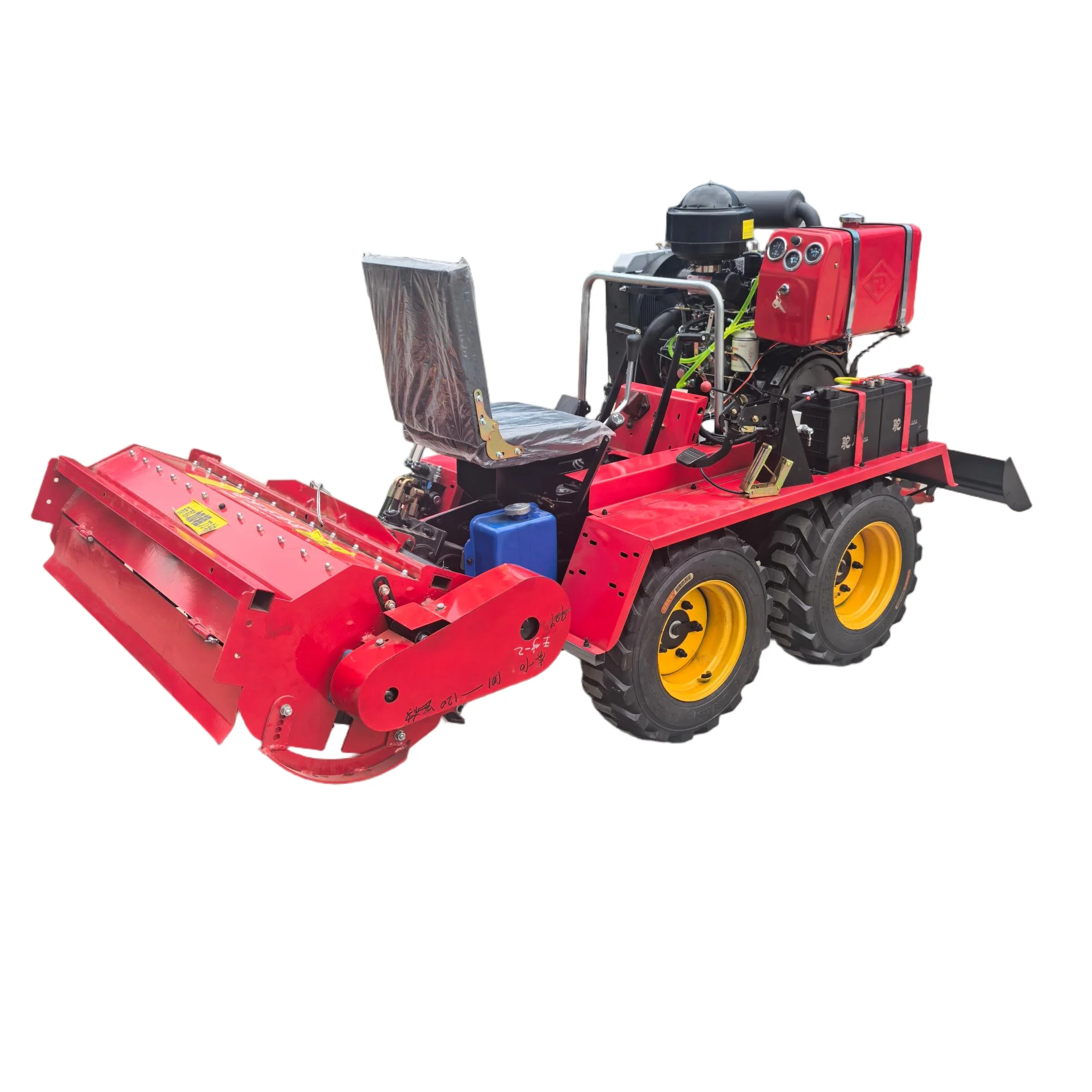 CE Approved 50HP Dual Cylinder Four Wheel Micro Tiller Grass Crusher Rotary Tillage Machine