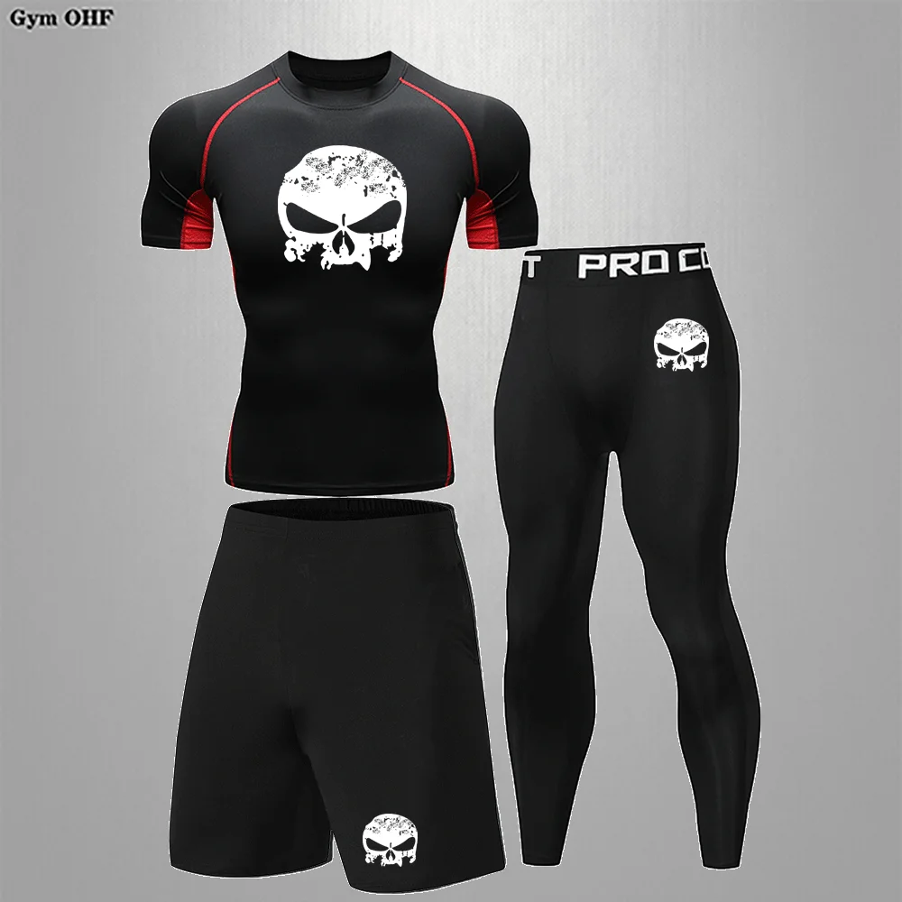 Skull Tracksuit Children\'s Rashguard jiu jitsu Kickboxing Compression Suit Boxing Jerseys Gym Jogging Training Kids Sportswear