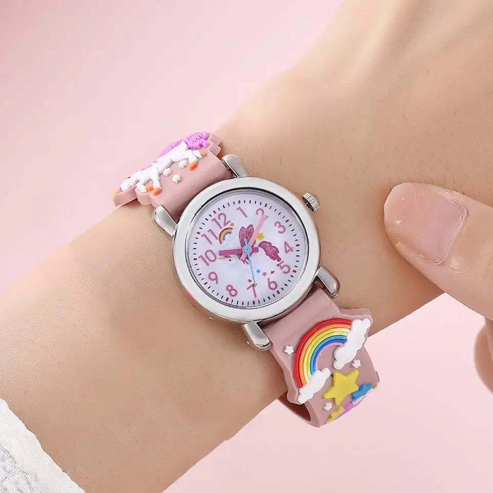 Montre à quartz avec bracelet en silicone pour enfants, montre de dessin animé pour enfants, temps d'étude pour fille, document de bonbons mignon, motif Nairobi Orn, cadeau d'anniversaire