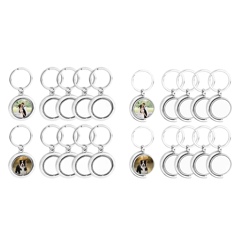 10 Pack 360° Rotating Metal Sublimation Keychain Blanks, Double-Sided Sublimation Blanks DIY Key Chain