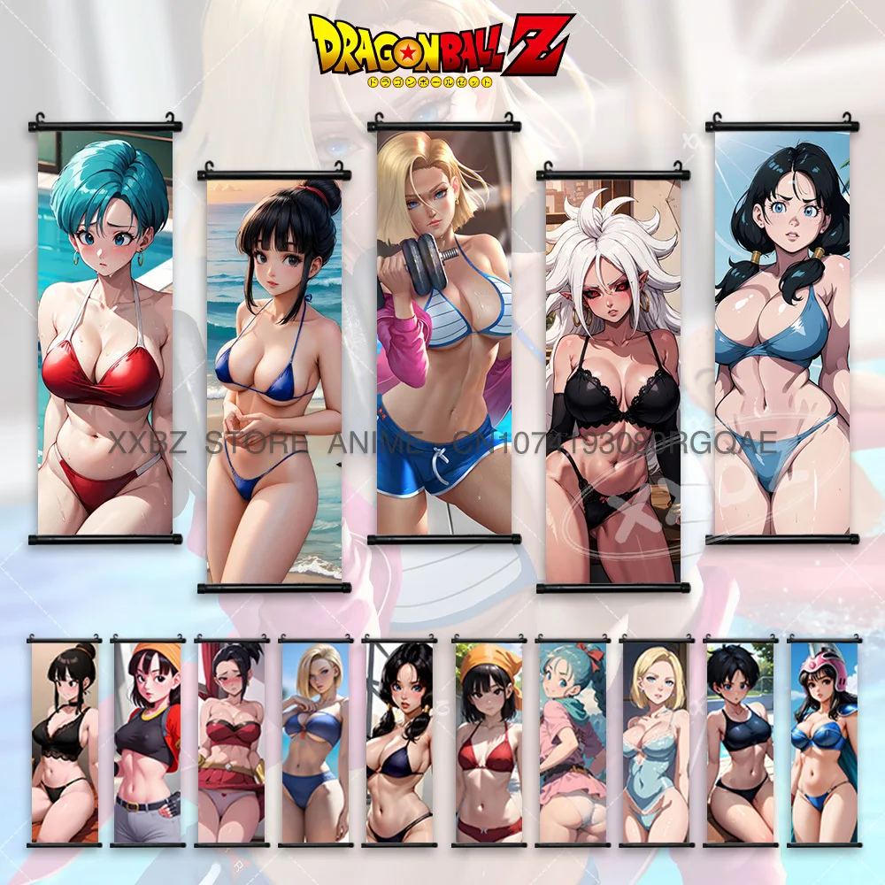 

Dragon Ball Scroll Picture Sexy Anime Girl Figures Poster Bulma Hanging Painting Chichi Wall Artwork Lunch Home Decoration Videl