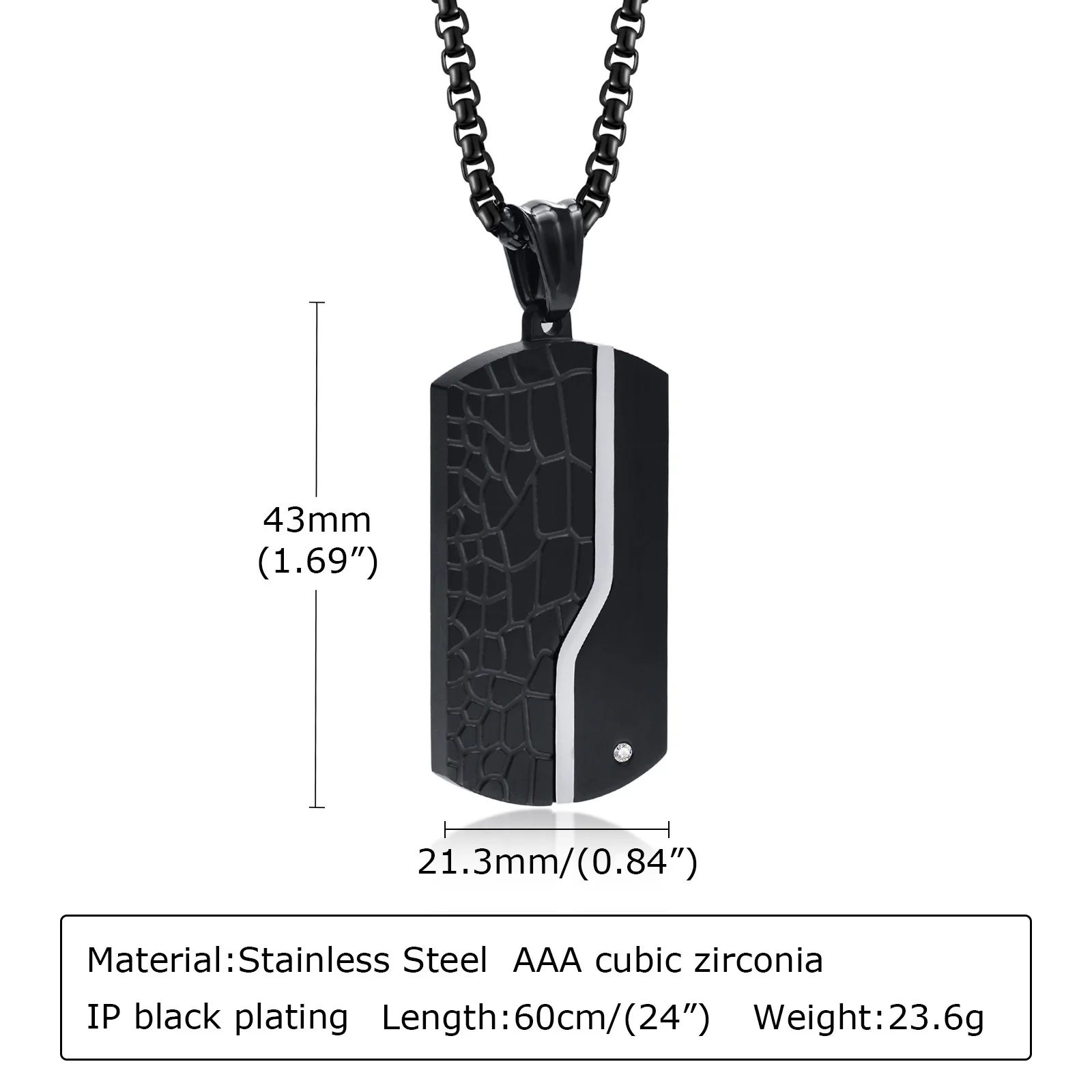 Halskette Für Männer Edelstahl Zirkon Inlay Geometrische Anhänger Schwarz Halskette Metall Kein Verblassen Anti Rost Mode Design Schmuck – Detail 8