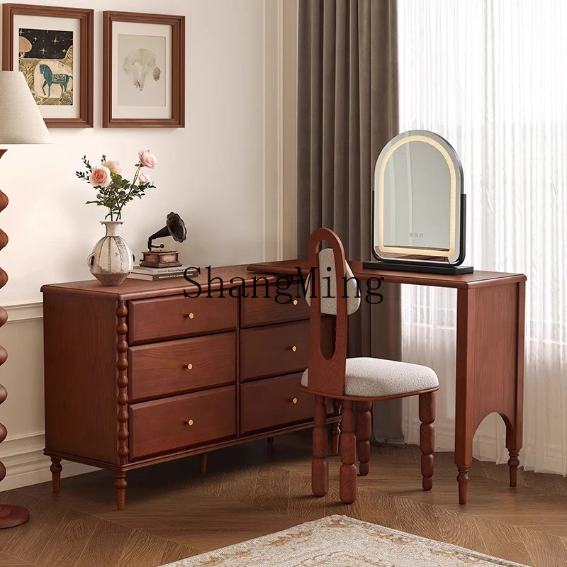 

SM retro dresser bedroom desk dresser corner dresser integrated solid wood makeup table
