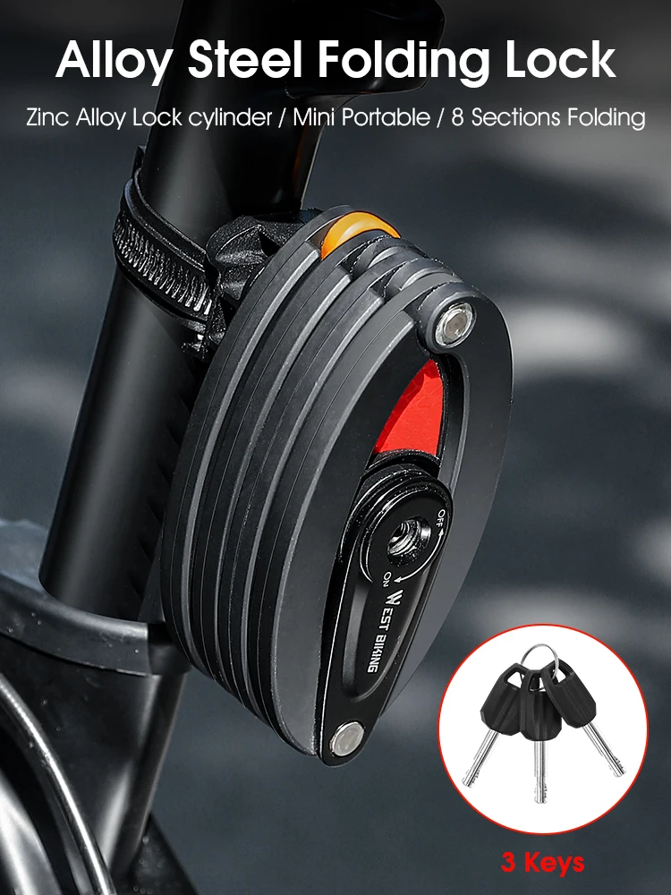 AliExpress West Biking WEST BIKING Bike Lock Electric Scooter Security Anti-theft Foldable Cycling Lock MTB Road Bicycle Electric Bike Chain Lock