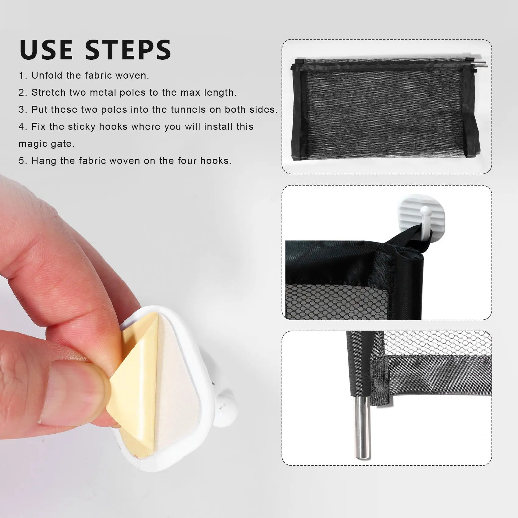 بوابة سحرية محمولة قابلة للطي، بوابة سياج آمنة للأطفال، حماية داخلية وخارجية للأطفال والحيوانات الأليفة #4