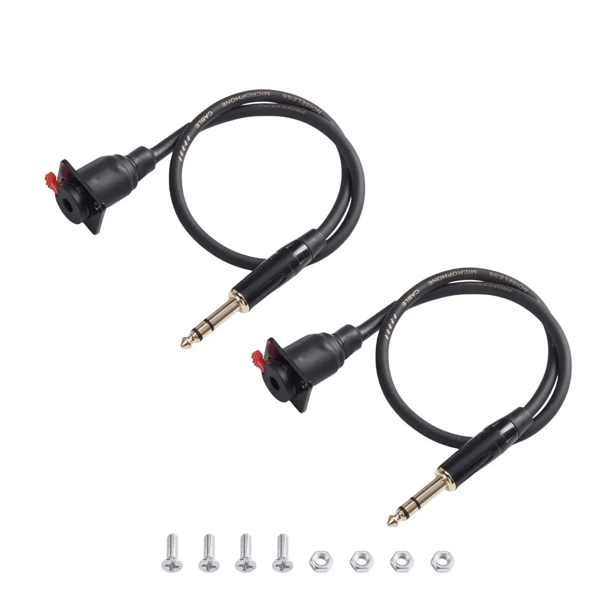DT85 New 2PCS D-Type Panel 6.35MM Female to 6.35MM Male Dual-Channel Stereo Jack Cable Wall Plate Cable