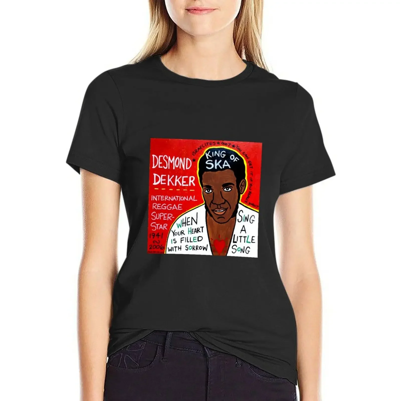 

Футболка Desmond Dekker Reggae Ska Folk Art, тяжелая женская одежда, корейские модные футболки для женщин, свободный крой