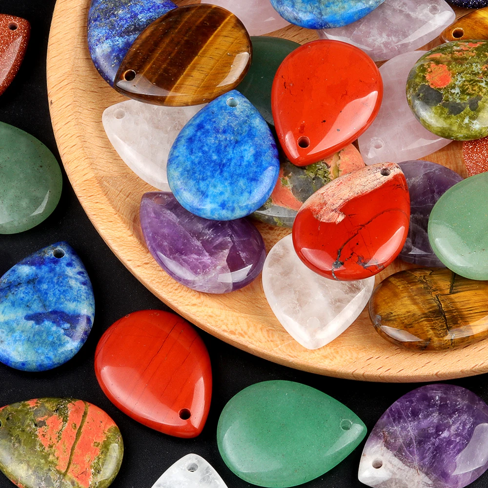 25x33 مللي متر قطرة الماء على شكل الطبيعية شبه حجر كريم الخرز اليدوية تلميع 12 ألوان DIY بها بنفسك مجوهرات إكسسوارات عقد