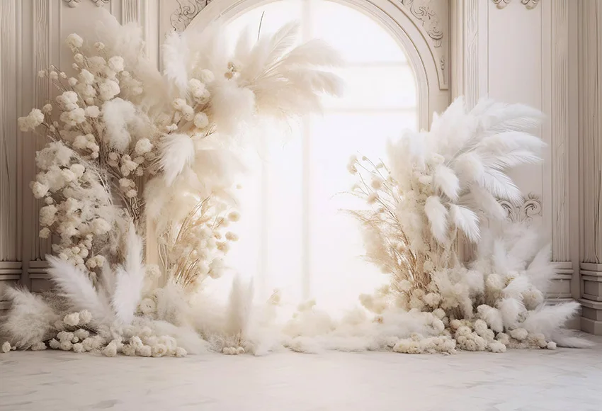 Mehofond Photography Background Boho Pampas Grass Floral Arch Window Birthday Wedding Pregnant Decoration Backdrop Photo Shoot