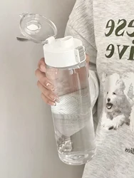 1pc Portable Sports Fitness Large Capacity Transparent Cup, Outdoor, Travel, Office Essential Water Bottle