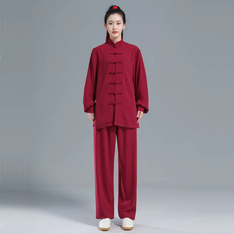 Donne cotone seta cinese Tai Chi Suit uomo Kung Fu Wushu arti marziali uniforme Wing Chun giacca pantalone abbigliamento per esercizi orientali