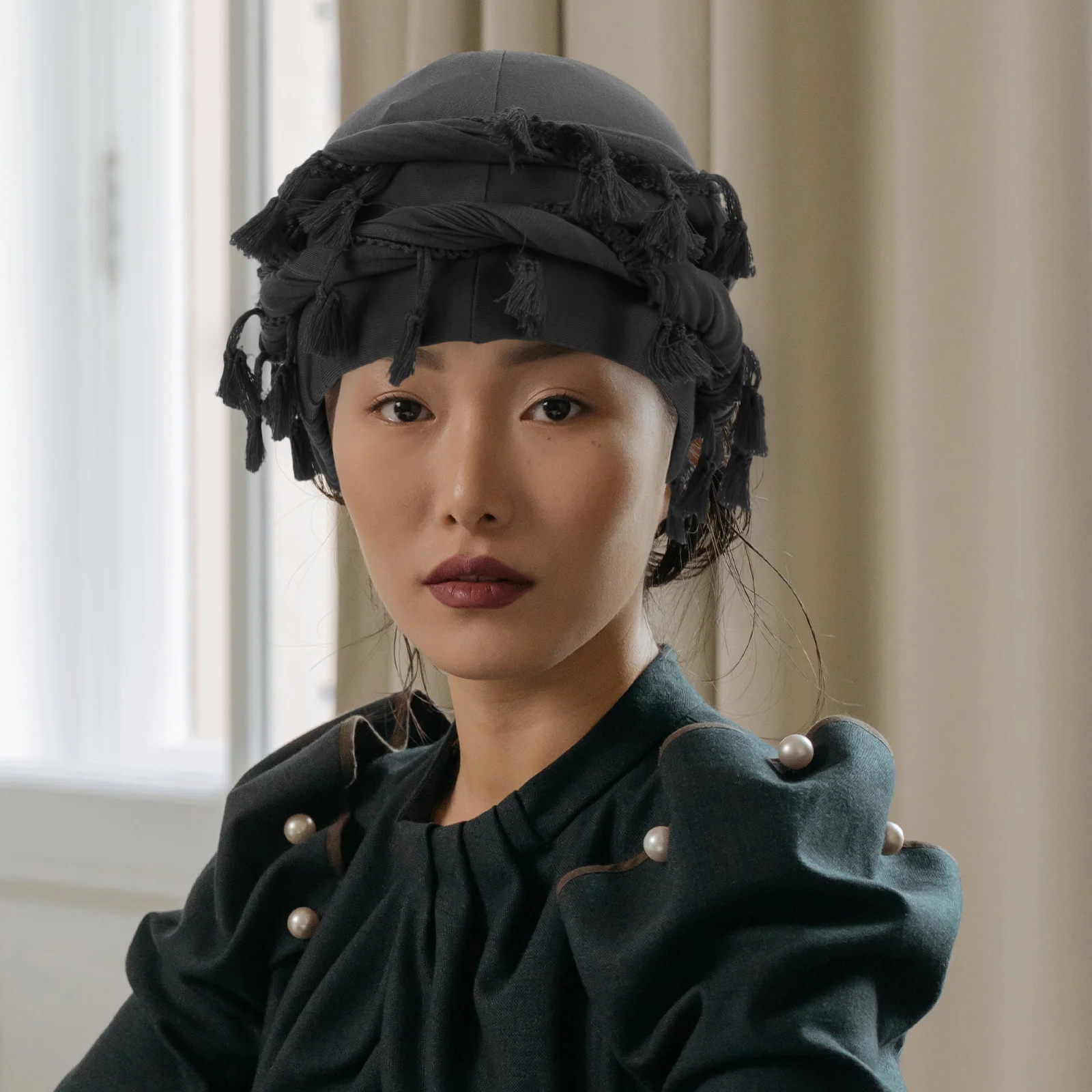 

Tassel-edged Turban Hat for Men Women Size Elastic Twisted Hair Cap Modal Fiber Headband Wraps Long Term Use Practical