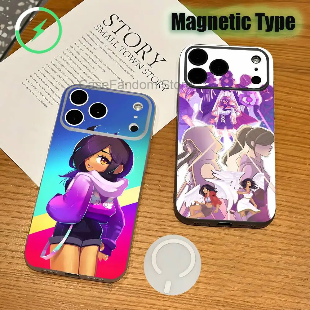 

A-Aphmau Transparent White Phone Case For iPhone 17,16,15,14,13,12,11,Pro,Max,Plus Magnetic Wireless Charging
