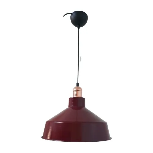 Rys Design Rys Retro Metal Burgundy Copper Cap Decorative Ruktik Single Pendant Lamp Cafe Kitchen Lighting Diameter: 30 cm