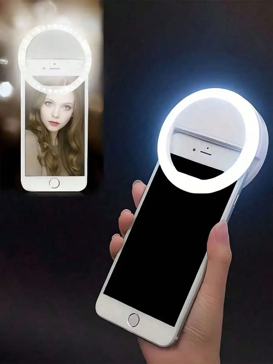 

Dry battery Clip selfie ring light, portable LED selfie fill LED light, mobile live streaming video mini flash LED light, night