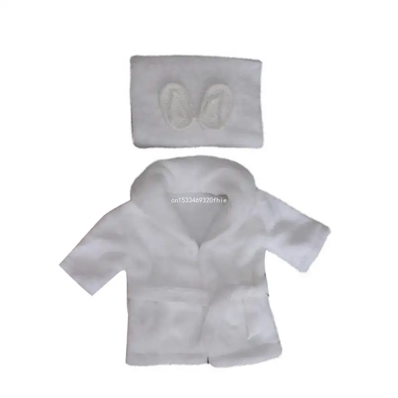 Newborn Baby Photo Props Bathrobes with Towel Sets for Boys Girls 0-6 Months Pink,White