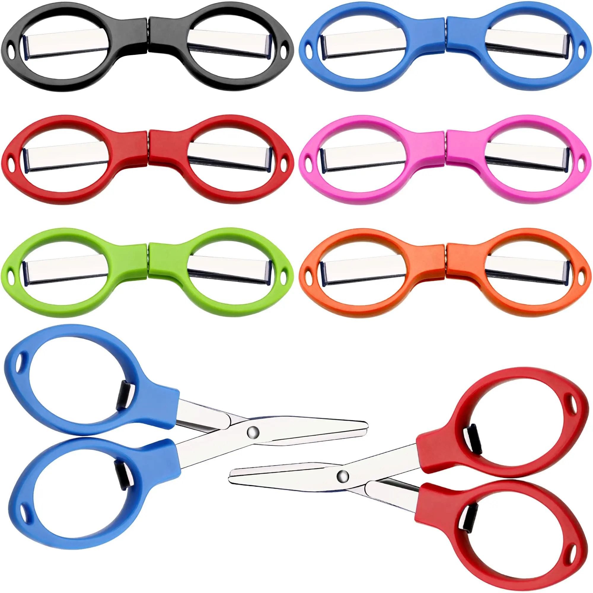 90 Piece Portable folding scissors, multi-functional eyeglass-shaped mini cutting machine for fishing line and yarn