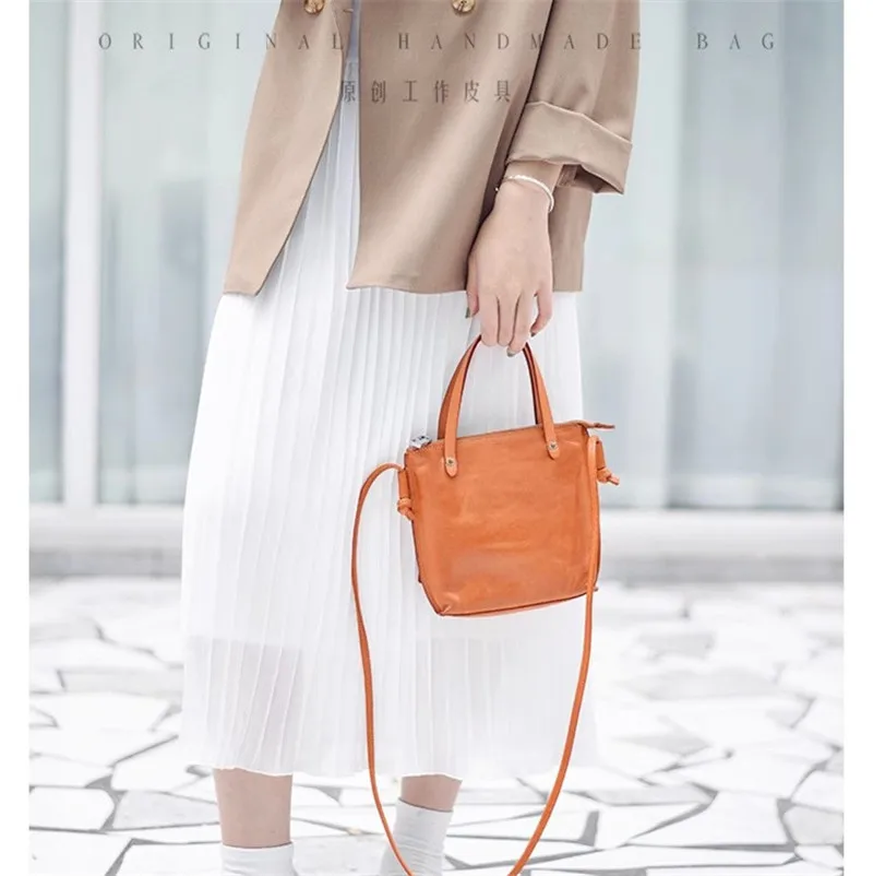 Outdoor daily travel genuine leather women's crossbody bag vintage casual weekend party soft real cowhide female shoulder bag