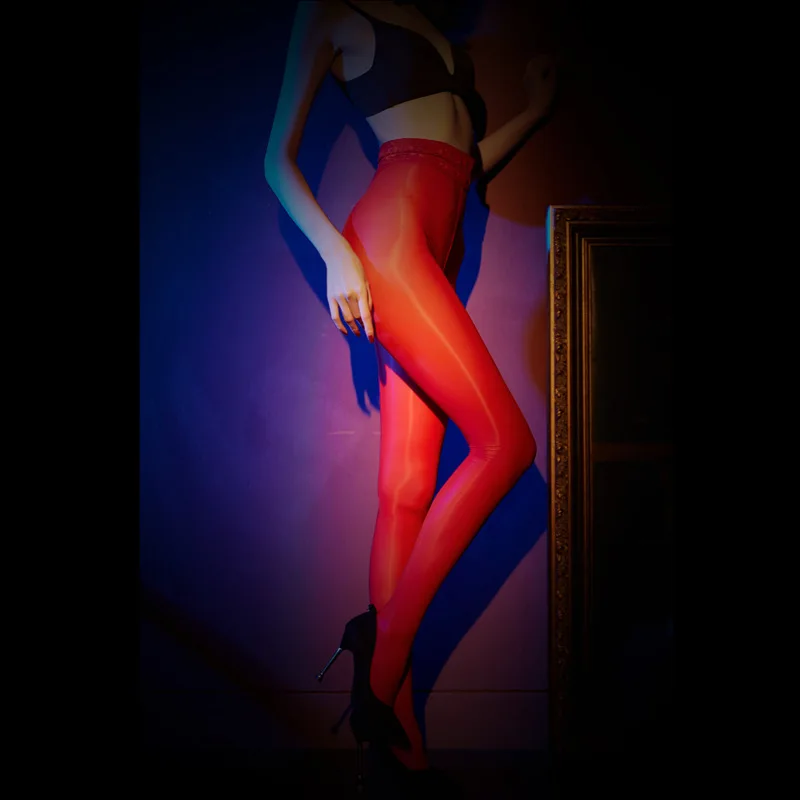 Lace Waist912Shiny Open Crotch No-Take-Off Glossy Silky Ultra-Thin Sexy Pantyhose Magic Pants Nine Points Plus Size Stockings