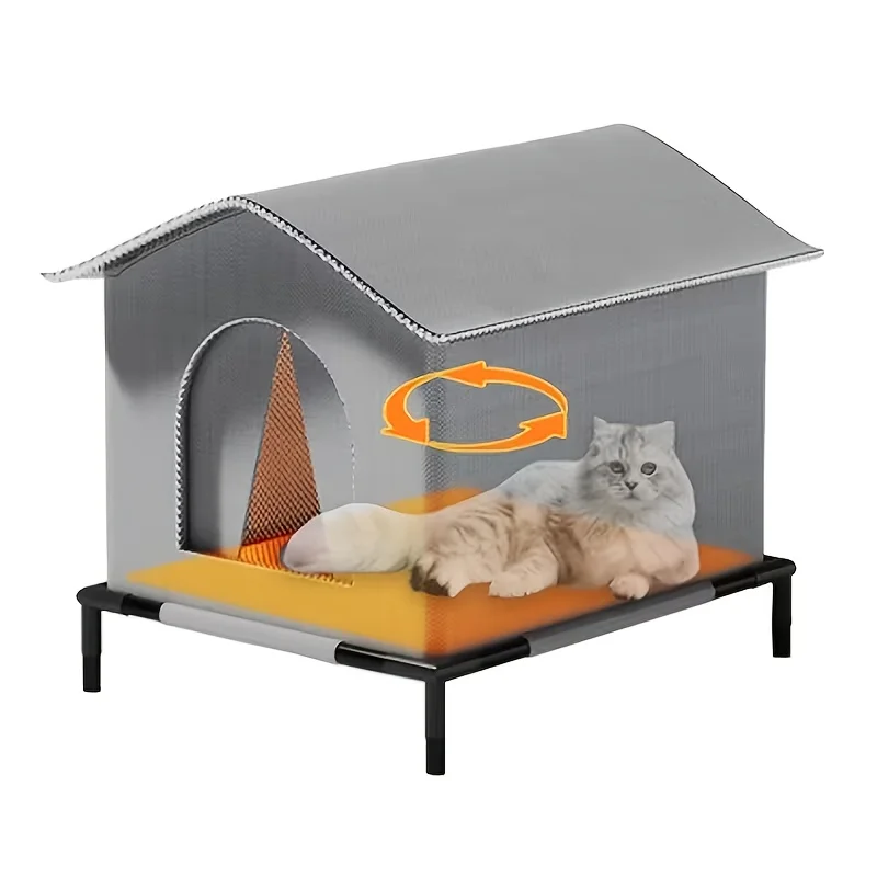 

Уличный укрытие-домик для бездомных кошек и собак – домик для животных с креплением к земле для надежной установки, простой сборки, из прочной ткани Оксфорд