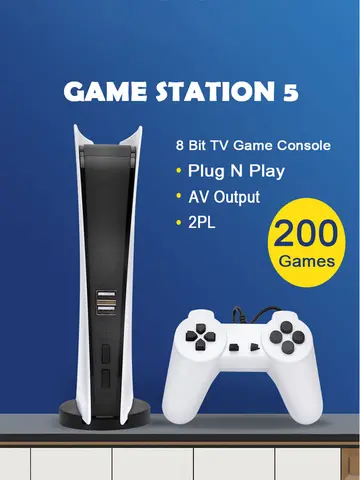 Game Station 5 videogameconsole met 200 klassieke games 8-bits tv-consola Retro handheld USB-gamingspeler voor kinderen AV-uitgang